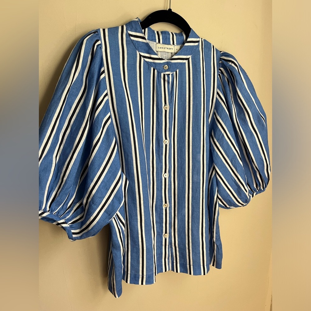 LANHTROPY puff sleeve bubble linen shirt